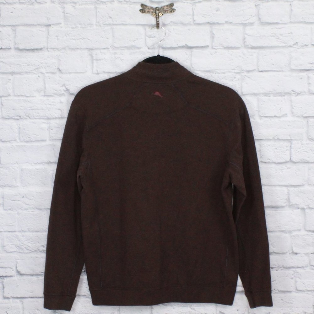 Tommy Bahama Brown Quarter Zip Long Sleeves Pullover Sweater Size Large - Picture 4 of 8